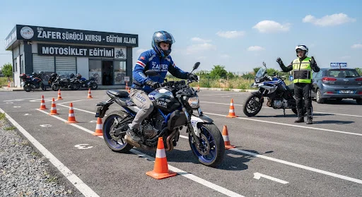 A1 motosiklet slalom parkuru eğitimi